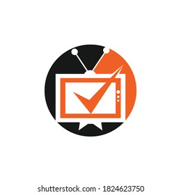 Plantilla de diseño vectorial del logotipo de verificación de televisión.