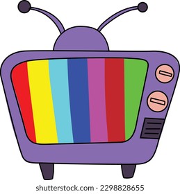 Ein Fernseher mit buntem Bildschirm.