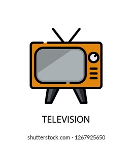 Television concept line icon. Simple element illustration. TV concept outline symbol design. Can be used for web and mobile UI/UX . Modern vector style. 