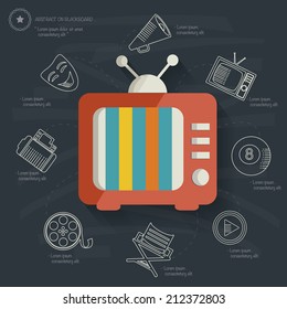 Television concept on blackboard background,clean vector