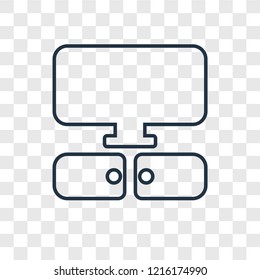 Television concept vector linear icon isolated on transparent background, Television concept transparency concept in outline style