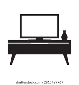 Television And Console Silhouette On White Background