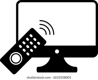 Controle de televisão por ícone Remoto. Sinal de multimídia. Ícones de eletrônicos de consumo. Ícone de automação residencial. conceitos de tecnologia