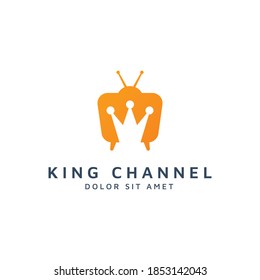television and crown negative space logo design