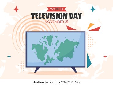 Television Day Social Media Background Flat Cartoon Hand Drawn Templates Illustration