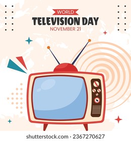 Television Day Social Media Illustration Flat Cartoon Hand Drawn Templates Background