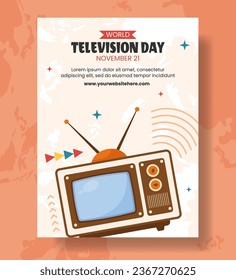 Television Day Vertical Poster Flat Cartoon Hand Drawn Templates Background Illustration