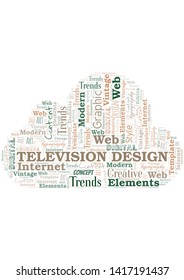 Television Design word cloud. Wordcloud made with text only.