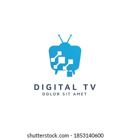 diseño de logotipo de televisión y espacio digital negativo