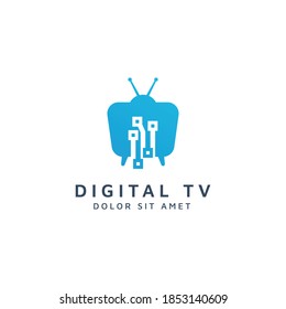 diseño de logotipo de televisión y espacio digital negativo