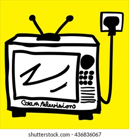 Television doodle icon with separated fill and background layers