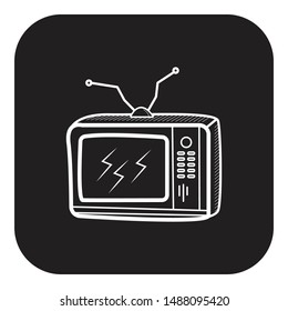Television Doodle Icon Vector Flat Black Stock Vector