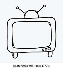 Television Doodle Vector Icon. Drawing Sketch Illustration Hand Drawn Line.