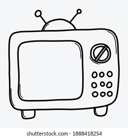 Television doodle vector icon. Drawing sketch illustration hand drawn line.