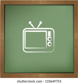 Television drawing on blackboard background,vector