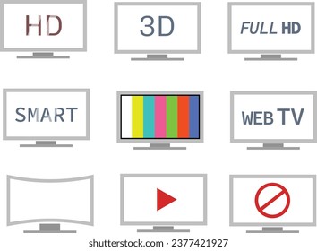 Dispositivos electrónicos de televisión, diseño de vectores planos de televisión inteligente 