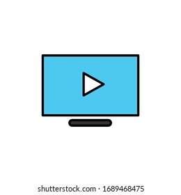 Televisión con ilustración vectorial de icono de línea rellena