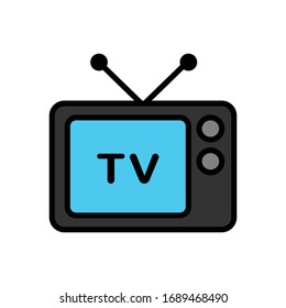 Televisión con ilustración vectorial de icono de línea rellena