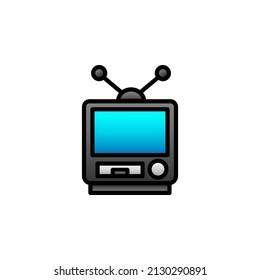 Television WIth Filled Line Icon Vector Illustration 