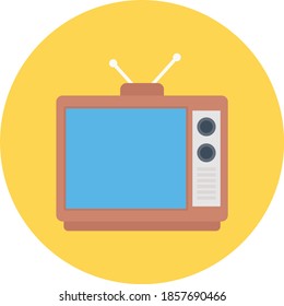 círculo plano de televisión con icono de sombra