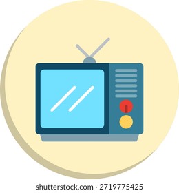Ícone de Estilo de Círculo Plano de Televisão