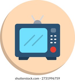 Ícone de estilo de círculo plano de televisão
