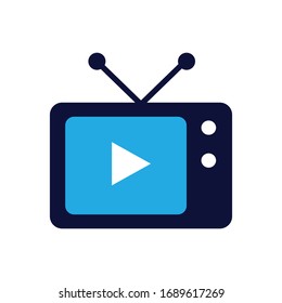 Television with flat icon illustration 