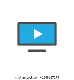 Television with flat icon illustration 