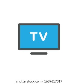 Television with flat icon illustration 