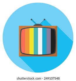  Television flat icon. Modern flat icons with long shadow effect in stylish colors. Icons for Web and Mobile Application. EPS 10.