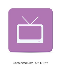 television flat icon vector isolated on purple background