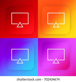 Television four color gradient app icon set