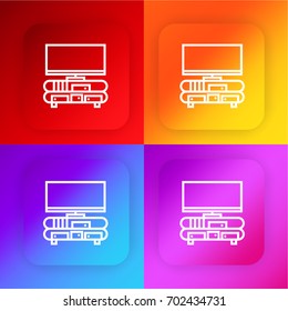 Television four color gradient app icon set