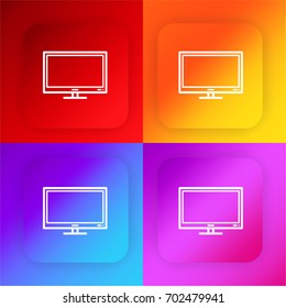 Television four color gradient app icon set