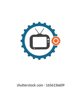 television gear  icon logo vector illustration design