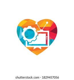 Television Gear vector logo design. TV repair logo. Television and mechanic symbol or icon.