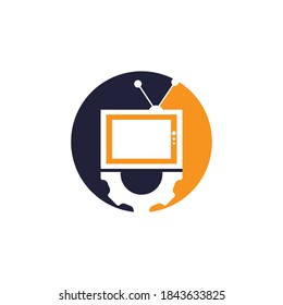 Television Gear vector logo design. TV repair logo. Television and mechanic symbol or icon.