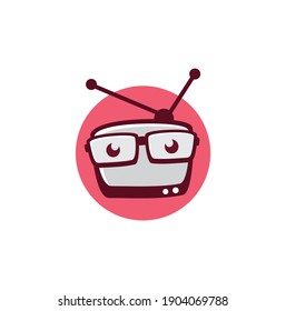 television geek Logo Vector Illustration, Geek Glasses, 
,logo template