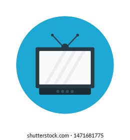 television glyph flat vector icon