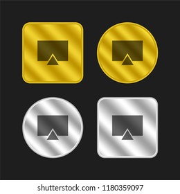 Television gold and silver metallic coin logo icon design