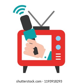 television hand microphone broadcast breaking news