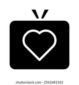 Television with heart icon. Concept of love, romance, and favorite shows.