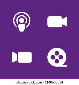 television icon. 4 television vectors with signal, film reel and video camera icons for web and mobile app