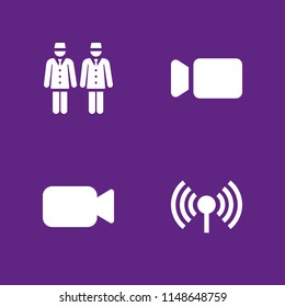 television icon. 4 television vectors with video camera, antenna and crew icons for web and mobile app
