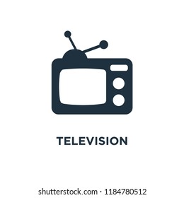 Television icon. Black filled vector illustration. Television symbol on white background. Can be used in web and mobile.