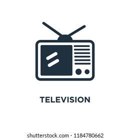 Television icon. Black filled vector illustration. Television symbol on white background. Can be used in web and mobile.
