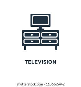 Television icon. Black filled vector illustration. Television symbol on white background. Can be used in web and mobile.