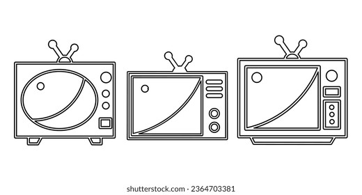 Television icon black line design. Stock vector illustration.