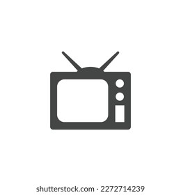 Television Icon Black and White Vector Graphic