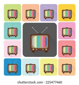 Television Icon color set vector illustration.